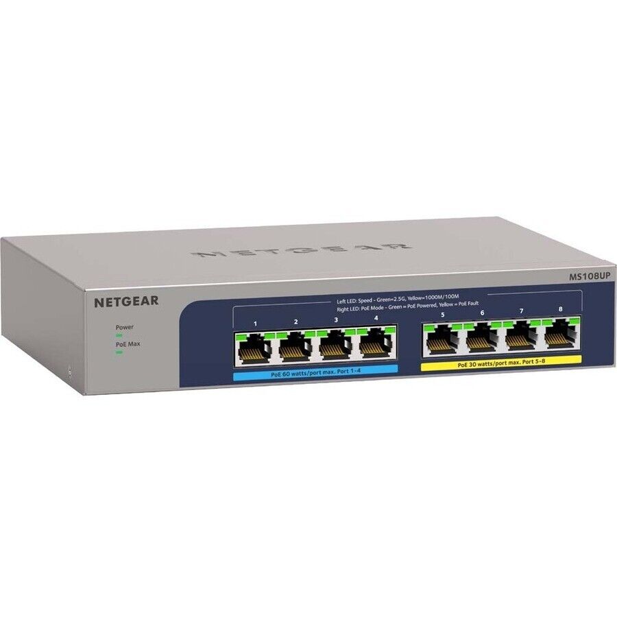 Netgear MS108UP-100NAS 8 Port Ultra60 2.5 Gig poE++ 230W Ethernet Plus Switch