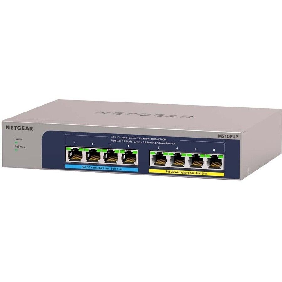 Netgear MS108UP-100NAS 8 Port Ultra60 2.5 Gig poE++ 230W Ethernet Plus Switch