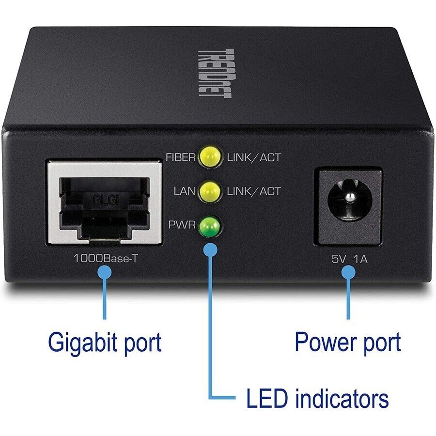 TRENDnet TFC-GSFP Gigabit Ethernet to SFP Fiber Media Converter 4G Switching Cap