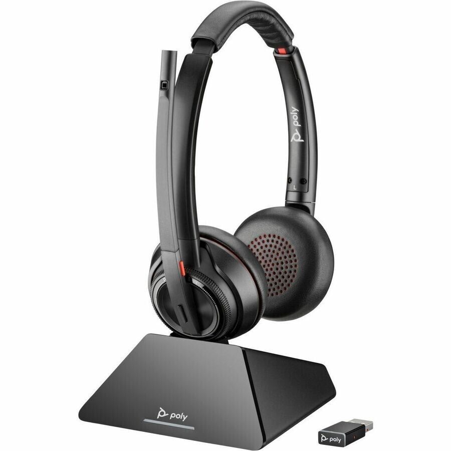Poly 77Y82AA#ABA SAVI 8220 UC DECT BT USB Stereo Wireless Headset w Charge Stand