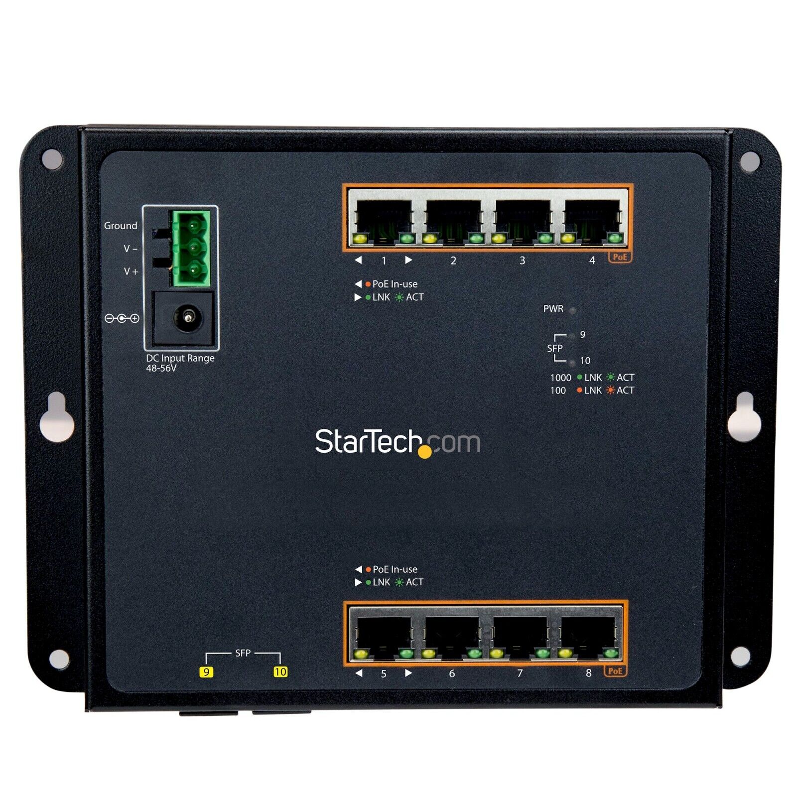 StarTech IES101GP2SFW 8 Port Industrial Gbe 30W PoE+ Ethernet Rugged Switch 2SFP