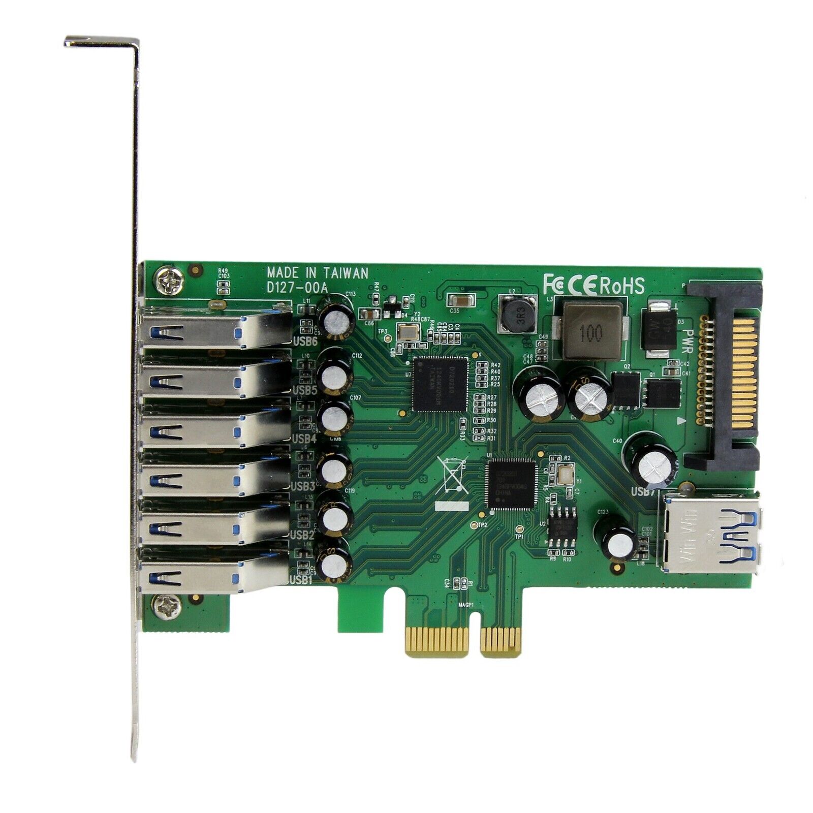 StarTech PEXUSB3S7 7 Port USB 3.0 PCIe Adapter Controller Card Low Profile TAA