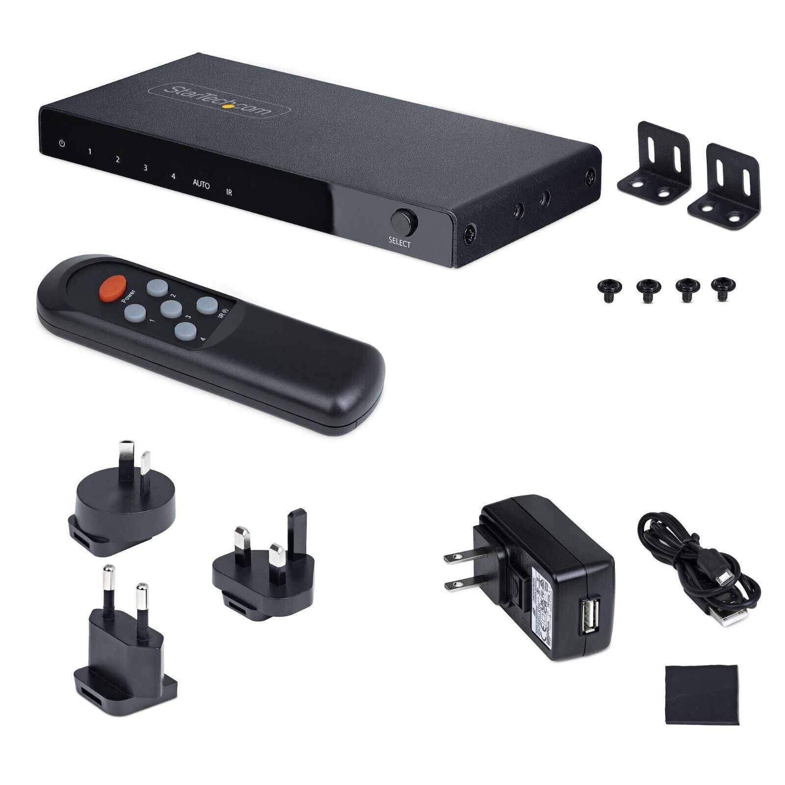 StarTech 4PORT-8K-HDMI-SWITCH 4-Port 8K HDMI 2.1 Auto Switch Power & Remote BLK