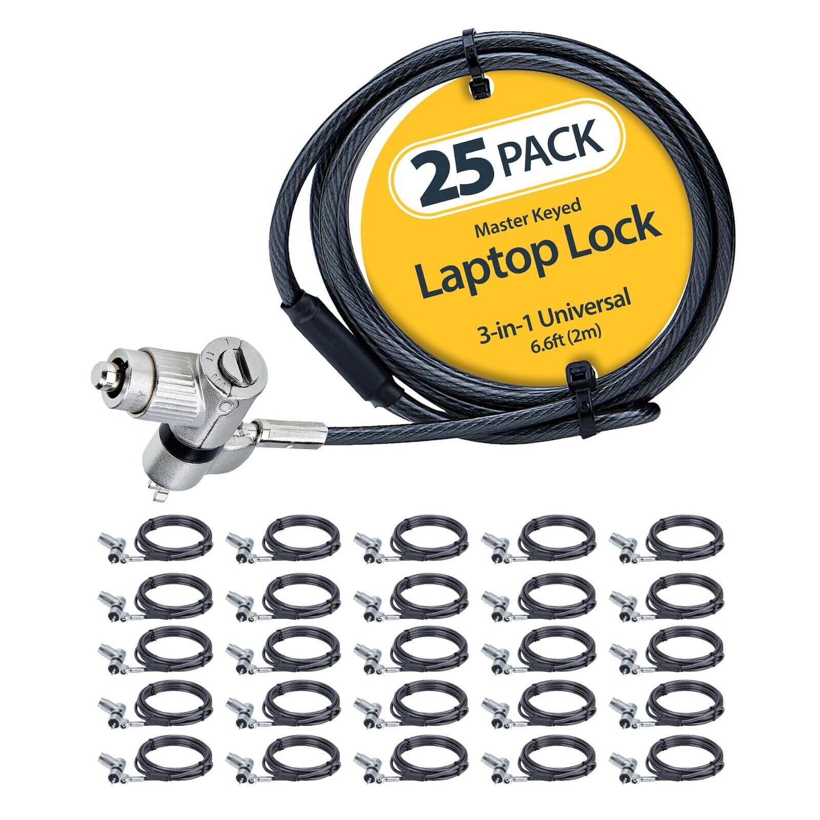 StarTech UNIVMK25-LAPtoP-LOCK 25Pack 6Ft Univ Laptop Keyed Lock Security Cable