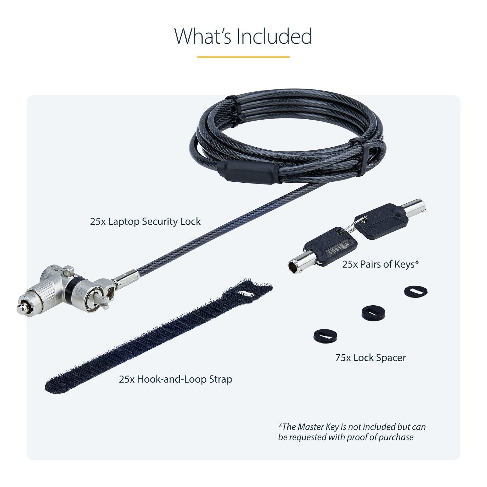 StarTech UNIVMK25-LAPtoP-LOCK 25Pack 6Ft Univ Laptop Keyed Lock Security Cable