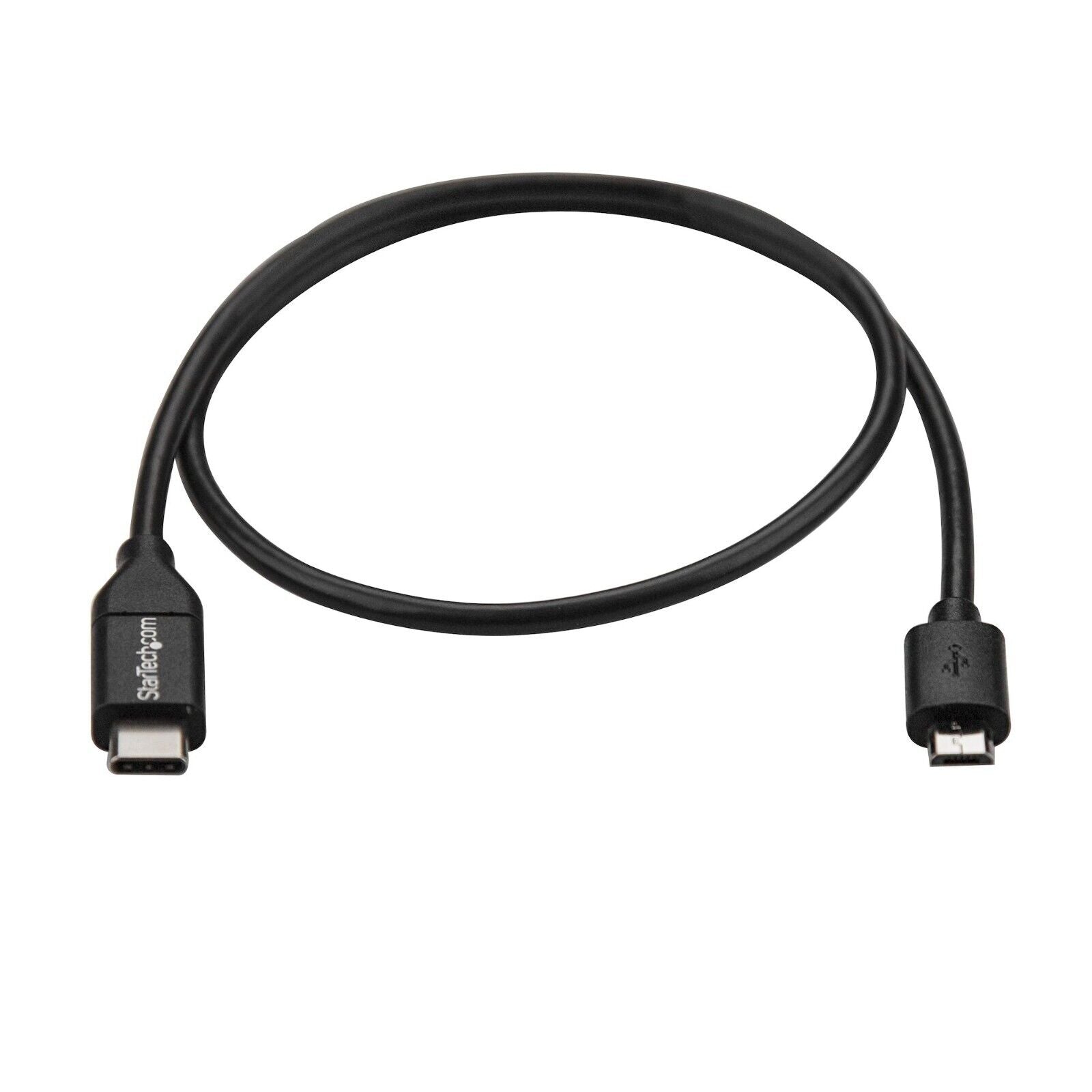 StarTech USB2CUB50CM 18" USB C to Micro B M/M Charge Sync Cord Black Cabl