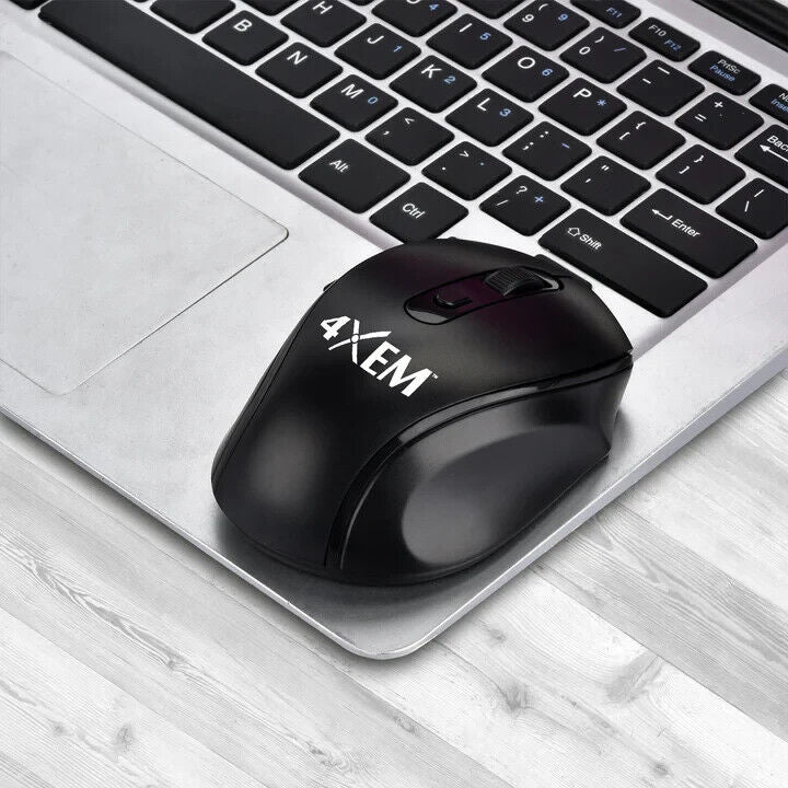 4XEM 4XWLSMS1 Wireless 5 Buttons Black Optical 2.4GHz Right Hand Mouse