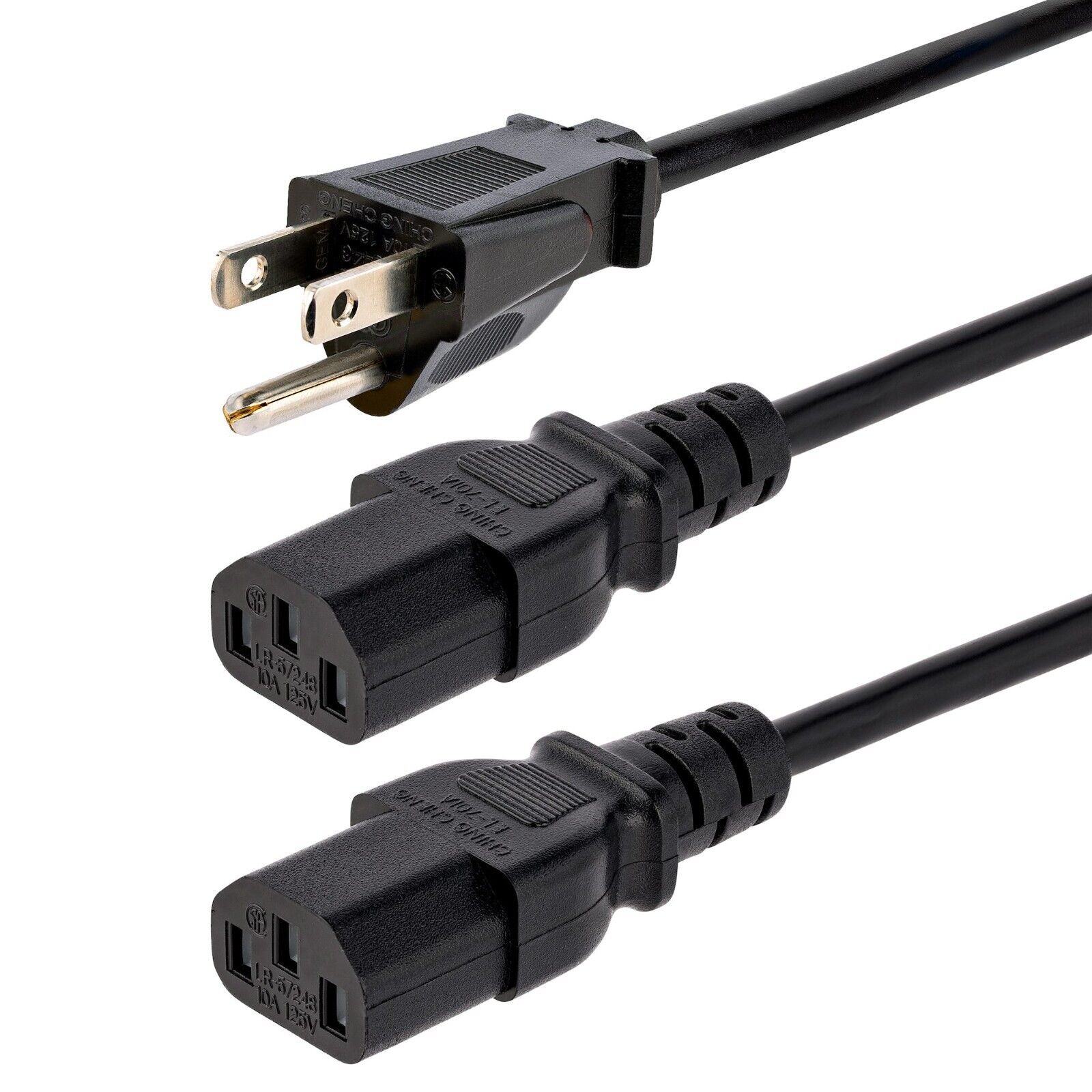 StarTech PXT101Y10 10Ft Computer Power Cord NEMA5-15P to 2 C13 Y Plug Cable