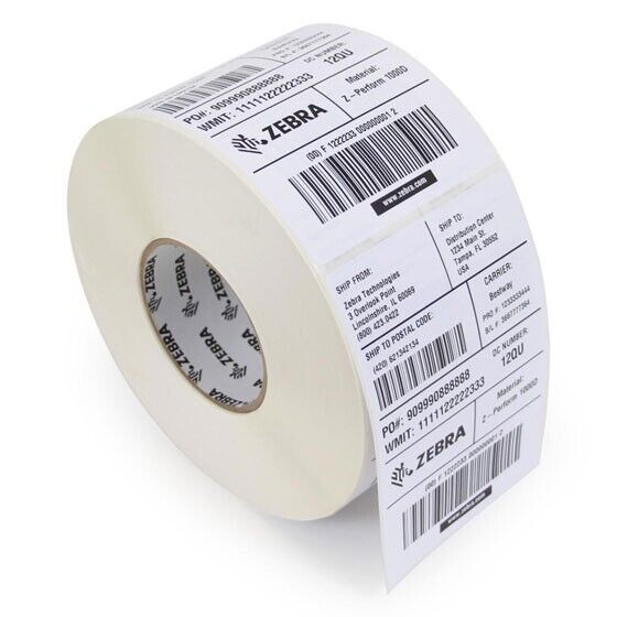 Zebra 10015775 12/Pk 200/Roll 2"x2.18" 8000D High-Tack Adhesive Thermal Label