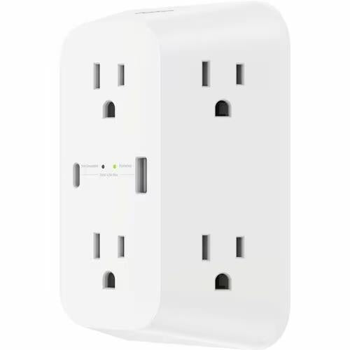 Belkin SRA008P6TT 6 Outlet Surge Protector Power Wall Strip Fast Charge USB-C/A