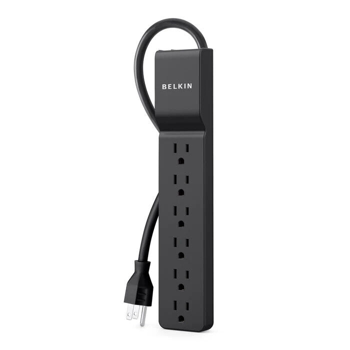 Belkin BE106000-04-BLK 6Ft Corded 6 Outlets Surge 720J Power Strip Protect Black