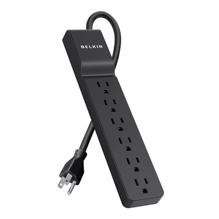 Belkin BE106000-04-BLK 6Ft Corded 6 Outlets Surge 720J Power Strip Protect Black