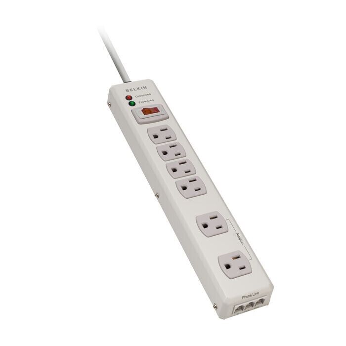 Belkin F9H620-06-MTL 6Ft Corded Metal 6 Outlets Surge 1240J Power Strip Beige