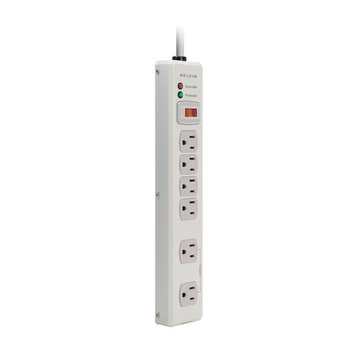 Belkin F9H620-06-MTL 6Ft Corded Metal 6 Outlets Surge 1240J Power Strip Beige