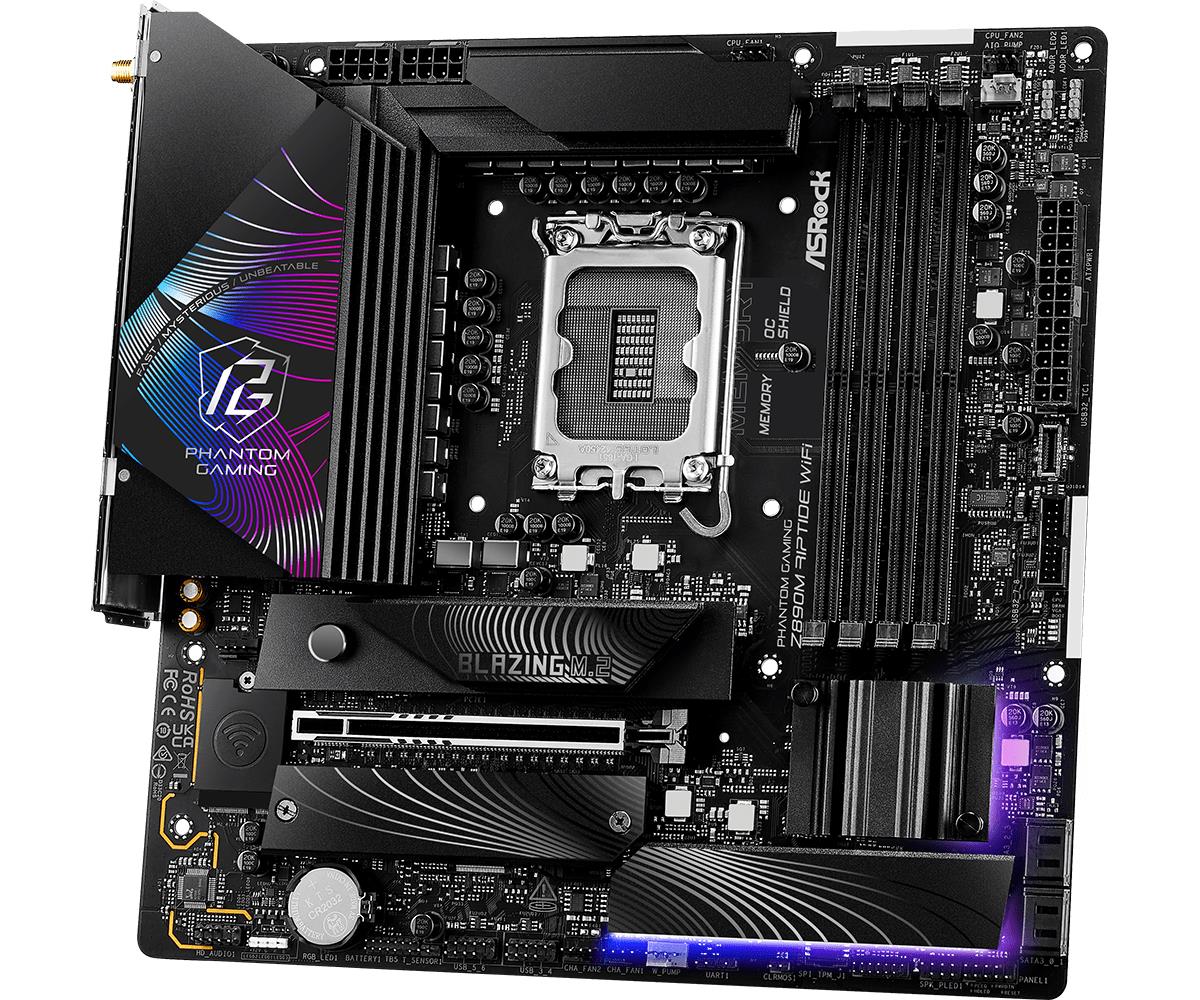 ASRock Z890M RIPTIDE WIFI MB Intel Core LGA1851 DDR5 2.5 LAN HDMI DP RAID mATX