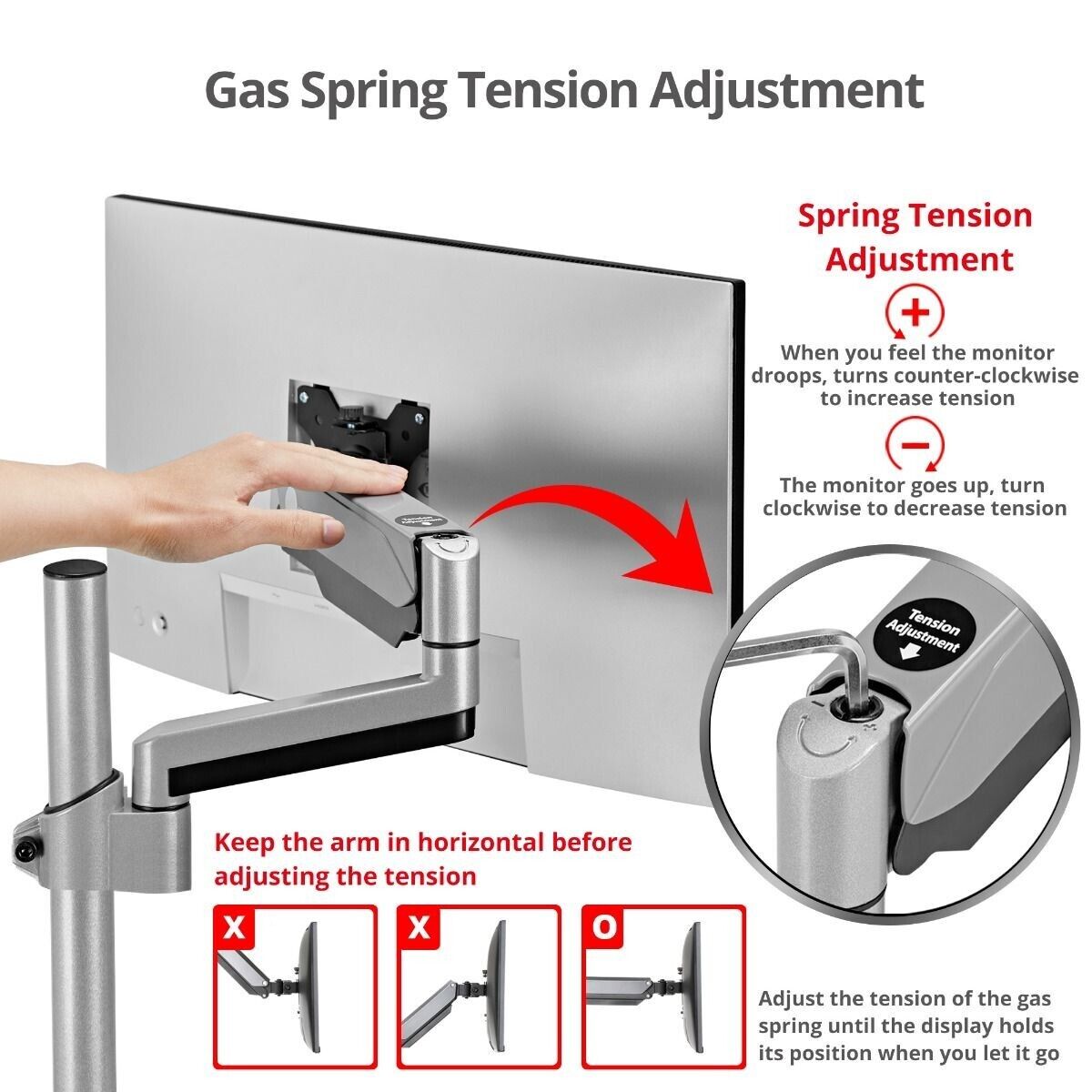 SIIG CE-MT3R11-S1 Dual Stacked Monitor Arm Desk Mount 17"-32" 19lbs VESA 75 100