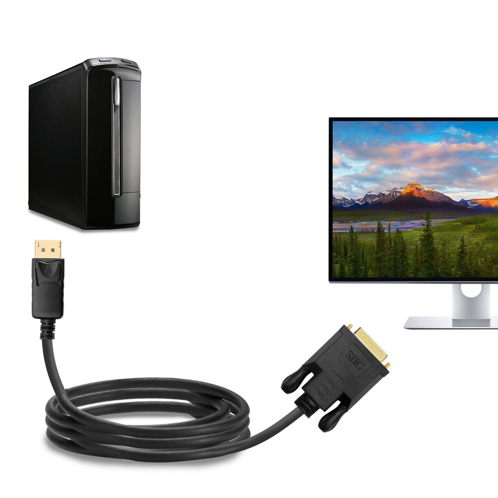 SIIG CB-DP1V12-S1 6Ft DisplayPort DP to DVI-D Single Link Cable Black