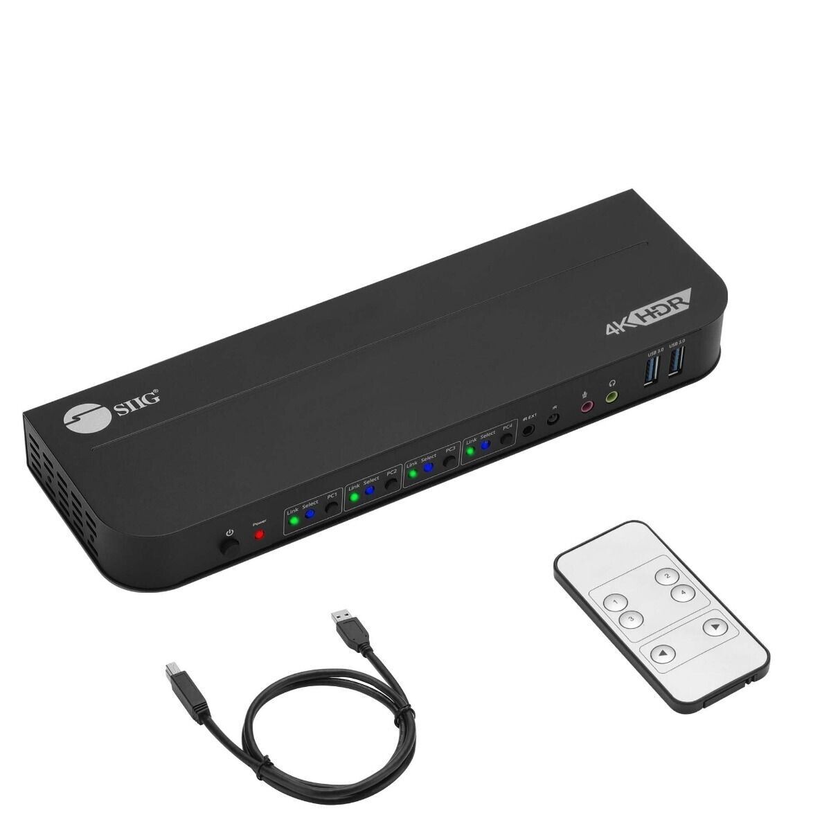 SIIG CE-KV0D11-S1 4x1 DisplayPort 4K KVM USB 3.0 Switch w Remote Control 4K 60Hz