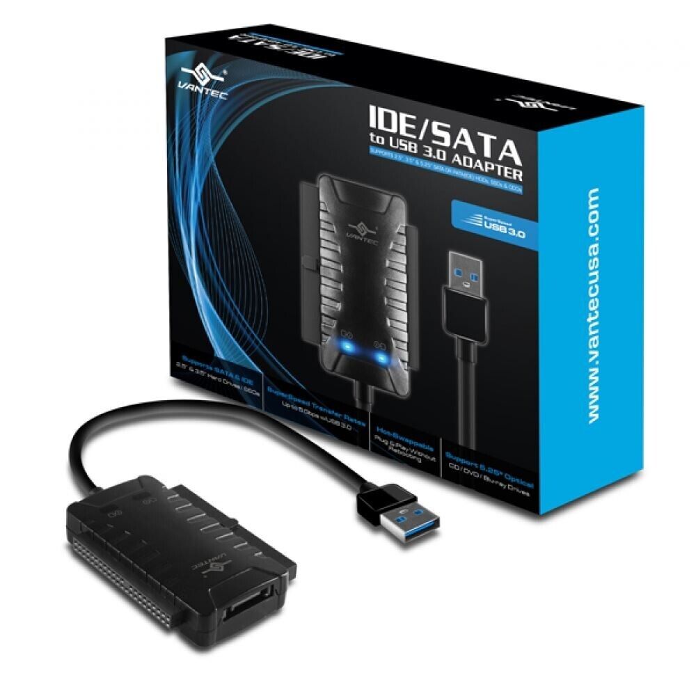 Vantec CB-ISA225-U3 IDE or SATA to USB 3.0 Adapter 2.5" 3.5" 5.25" Portable