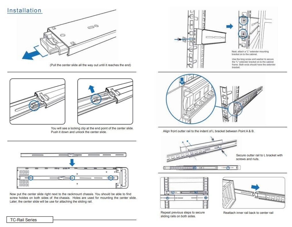 iStarUSA TC-RAIL-20 20" Sliding Rail Kit for 2U 3U 4U RackMount Chassis