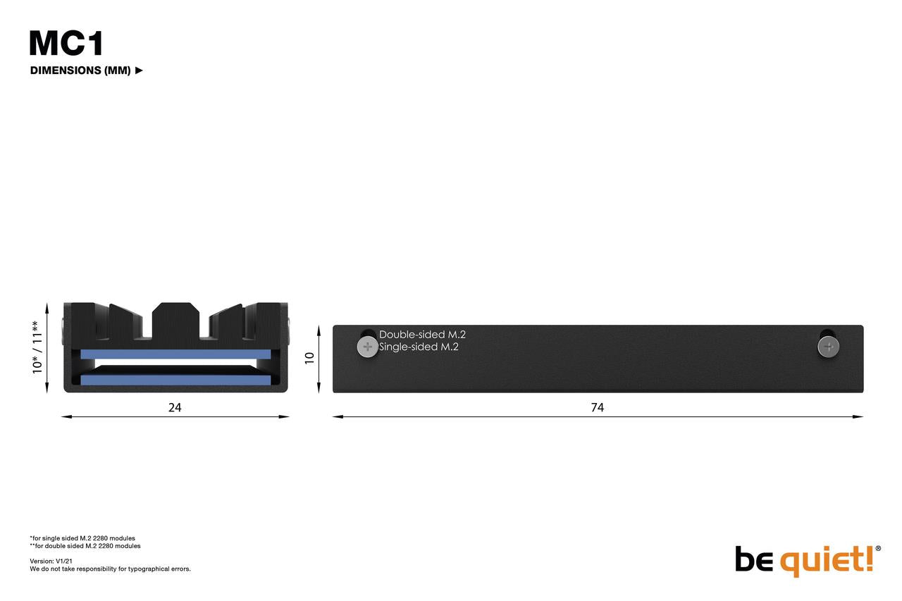be quiet! BZ003 MC1 PRO SSD Cooler for Single Double for M.2 2280 Cooling Black