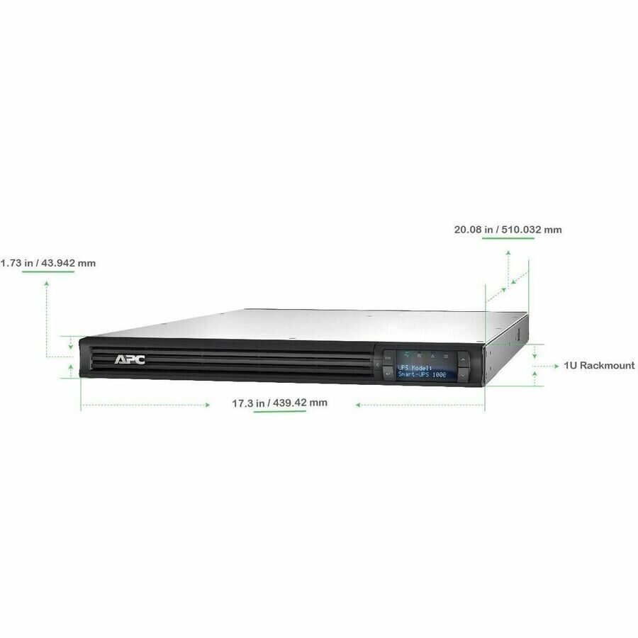 APC SMT1000RM1U Smart UPS 1U Rack 4x NEMA 5-15R Outlets 1000VA 800W 540J LCD