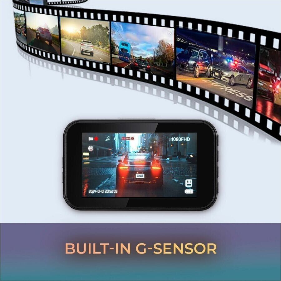 Adesso OrbitD111 GekoGear 3" LCD 1920x1080 HD Video Dash Cam 32GB CMOS G-Sensor