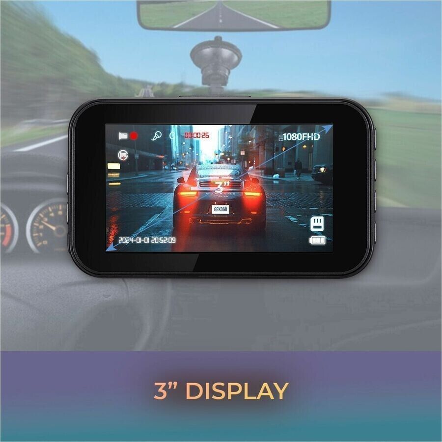 Adesso OrbitD111 GekoGear 3" LCD 1920x1080 HD Video Dash Cam 32GB CMOS G-Sensor