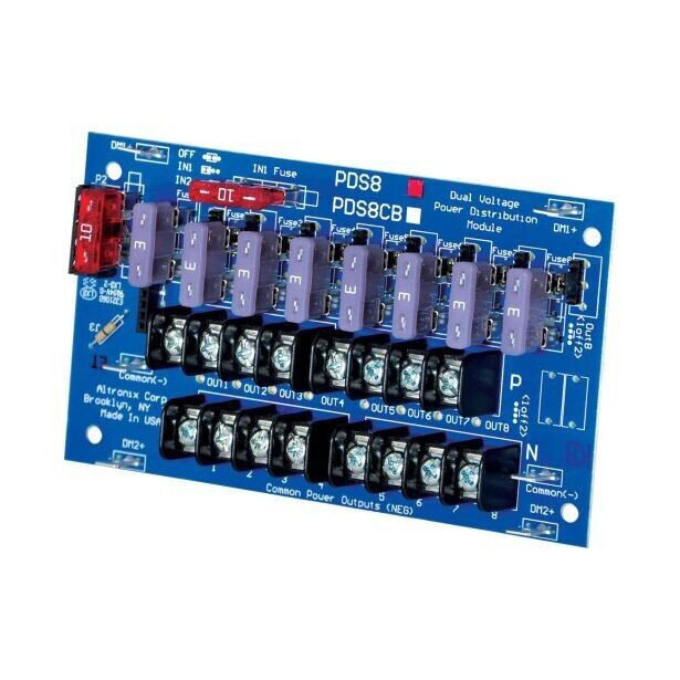Altronix PDS8 Dual Input Power Distribution Module, 8 Fused Outputs