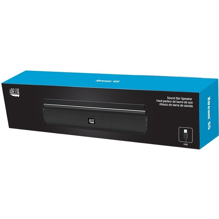 Adesso Xtream S5 USB Sound Bar Dynamic Sound Speaker 5Wx2 Zoom Skype WebEx Meet