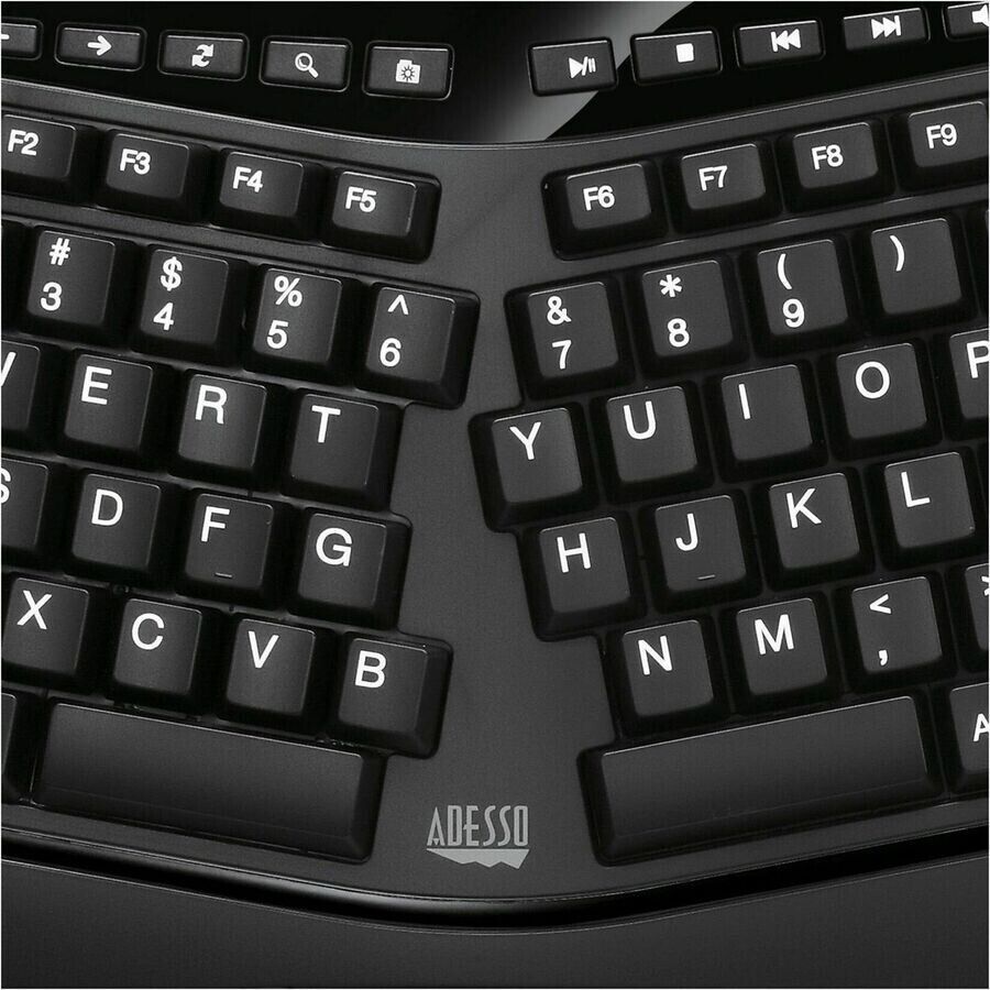 Adesso AKB-450UB Tru Form Ergonomic TouchPad 104-K Full Size Keyboard USB Black