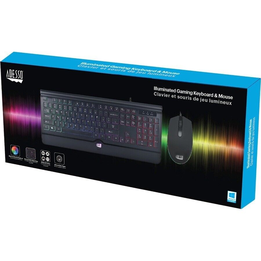 Adesso AKB-137CB 104-Key EasyTouch Gaming Illuminated USB Keyboard Mouse Combo