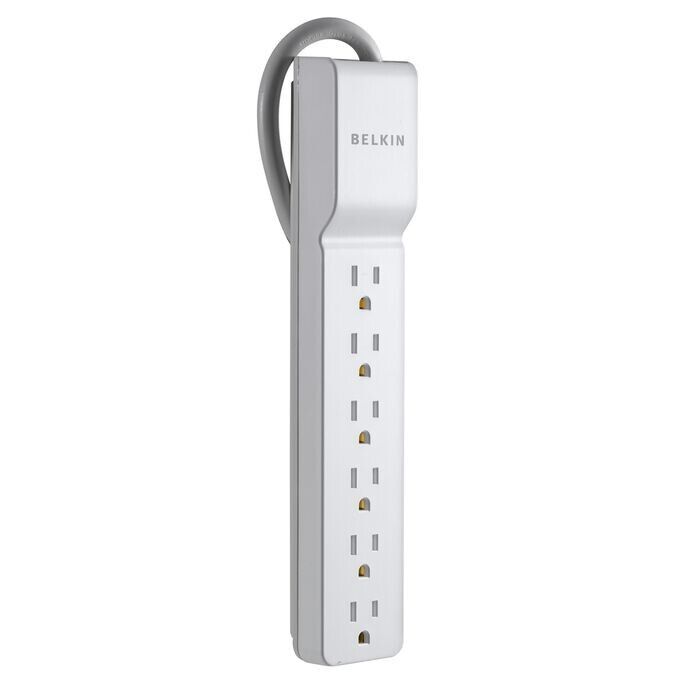 Belkin BE106001-06R 6Ft 6-Outlets Surge Protector 720 Joules Rotating Plug White