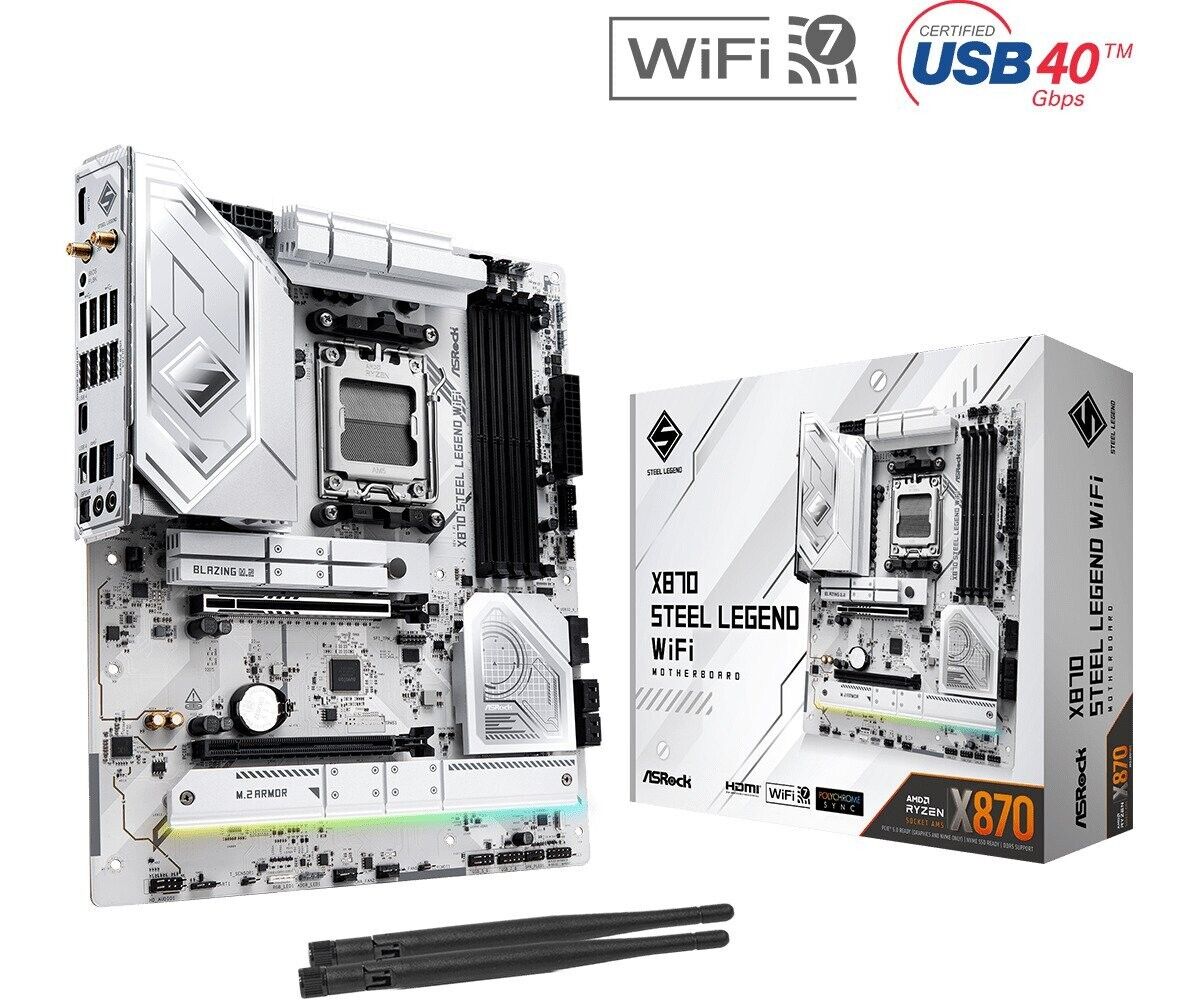 ASRock X870 STEEL LEGEND WIFI Socket AM5/ AMD X870/ DDR5/ SATA3/ USB 4/ M.2/ ATX