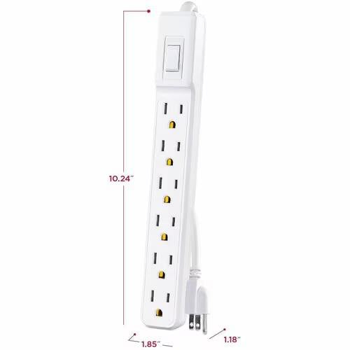 CyberPower MP1044NN 2Ft Cord 6 Outlets NEMA 5-15R Power Strips 125V White 2Packs
