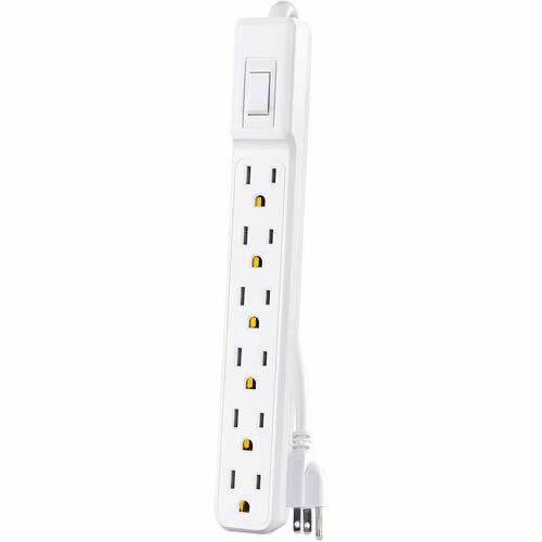 CyberPower MP1044NN 2Ft Cord 6 Outlets NEMA 5-15R Power Strips 125V White 2Packs