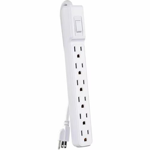 CyberPower MP1044NN 2Ft Cord 6 Outlets NEMA 5-15R Power Strips 125V White 2Packs