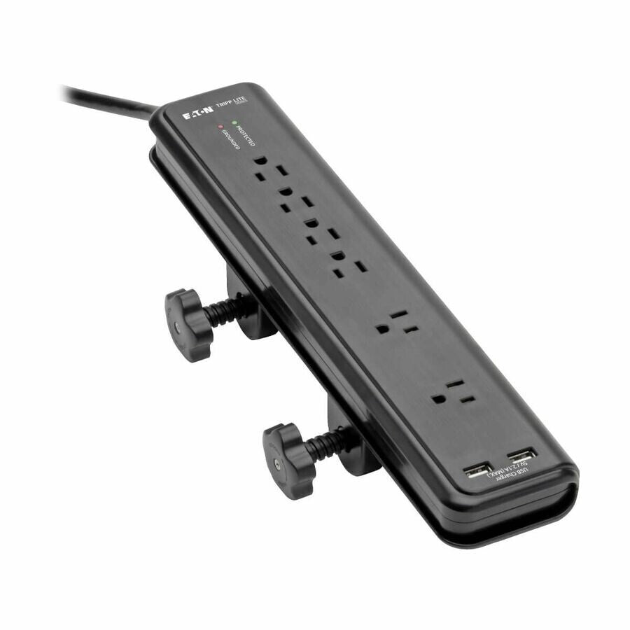 Eaton TLP606DMUSB 6-Outlet Power Surge Protector Clamp-Mount w 6Ft Cord Black