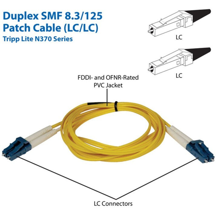 Eaton N370-01M 3Ft Duplex Singlemode 9/125 Fiber Patch Cable LC/LC Male Yellow