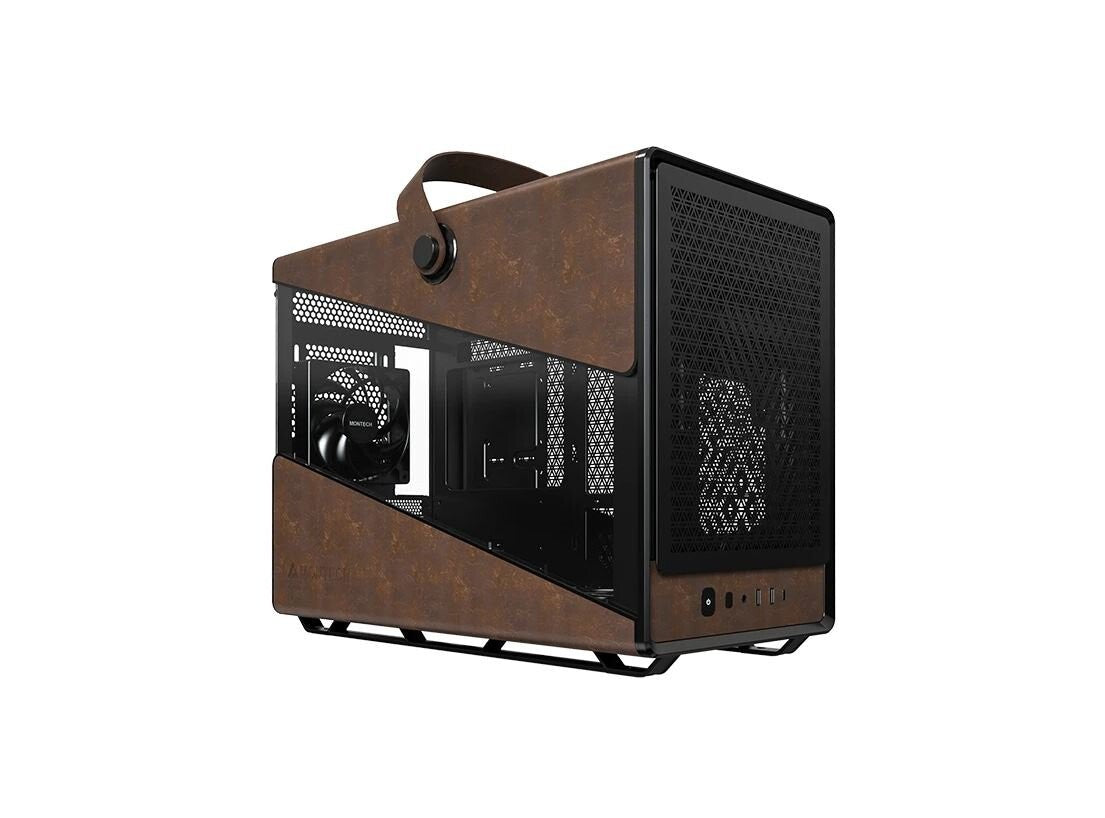 Montech HERITAGE PRO-B Heritage Pro Black Tempered Glass/Leather Micro ATX Case