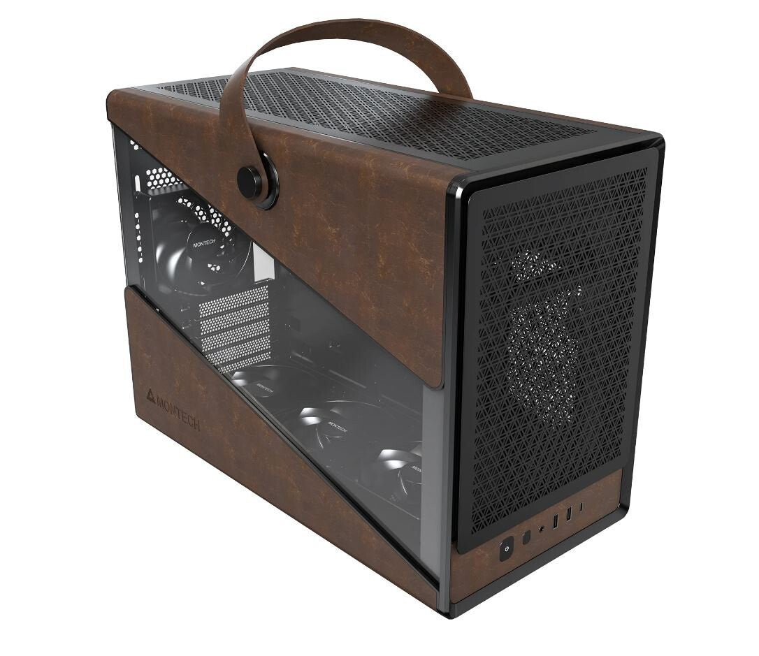 Montech HERITAGE PRO-B Heritage Pro Black Tempered Glass/Leather Micro ATX Case