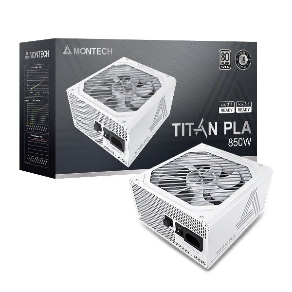 Montech TITANPLA850WW TITAN PLA 850W High-End ATX Gaming Power Supply - 80 Plus