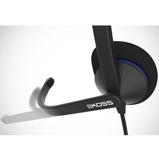 KOSS 194324 CS200i 7.8Ft Over the Head Stereo Headset Boom Mic 3.5mm Wire Black