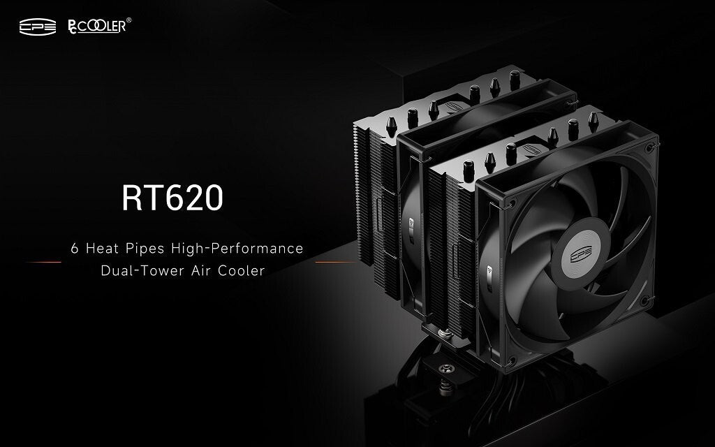 PCCOOLER RT620 BK CPS CPU Air Cooler 6 Heat pipes, dual tower dual fans, DIA 6mm