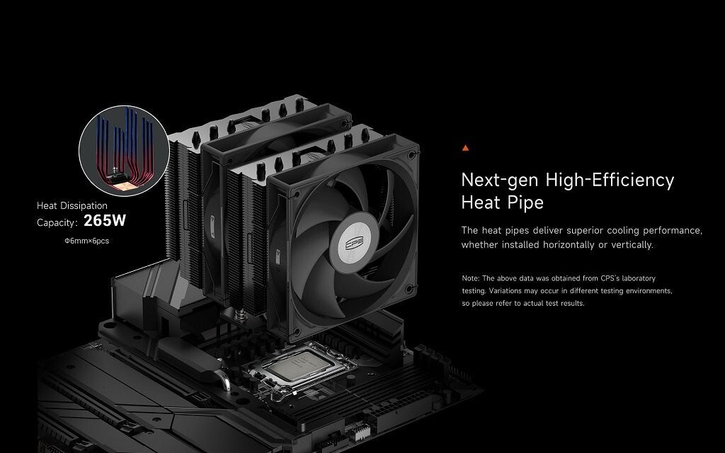 PCCOOLER RT620 BK CPS CPU Air Cooler 6 Heat pipes, dual tower dual fans, DIA 6mm