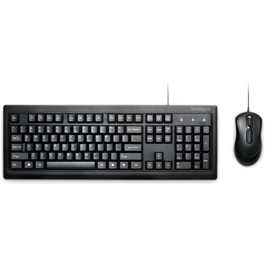 Kensington K72436AM 104 Standard Keyboard Mouse Combo USB PC MAC Chrome Black