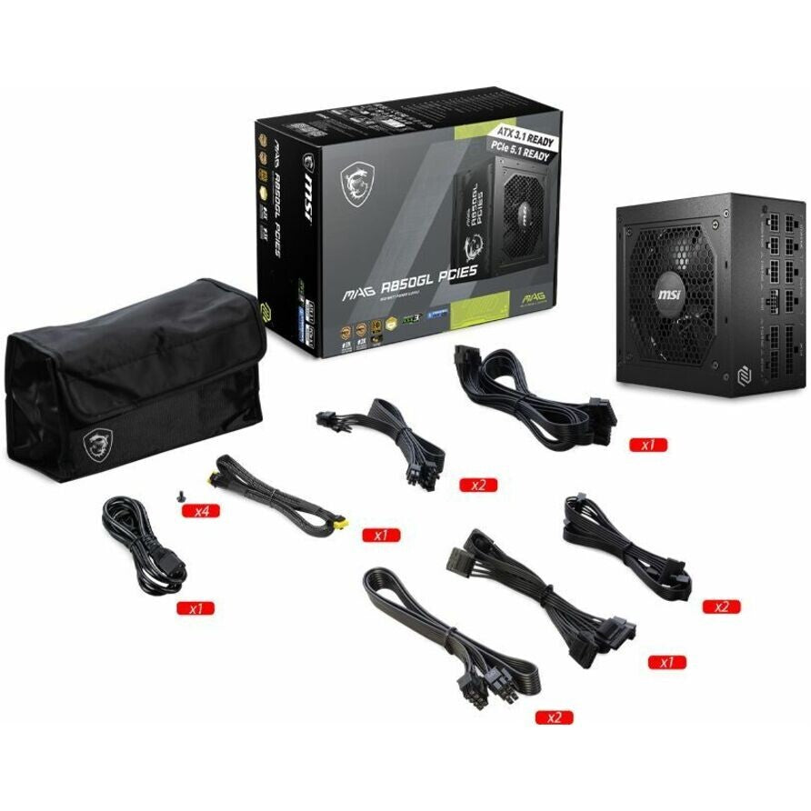 MSI MAGA850GLPCIE5 850W MAG A850GL 80 PLUs GOLD PCIE NVIDIA Support Power Supply