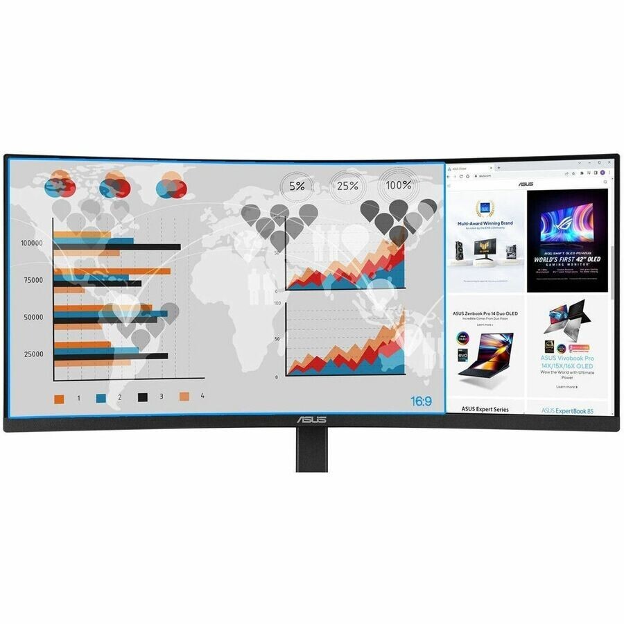 Asus VA34VCPSR 34" Class UW-QHD Curved Screen LED Monitor - 21:9 - Adaptive Sync