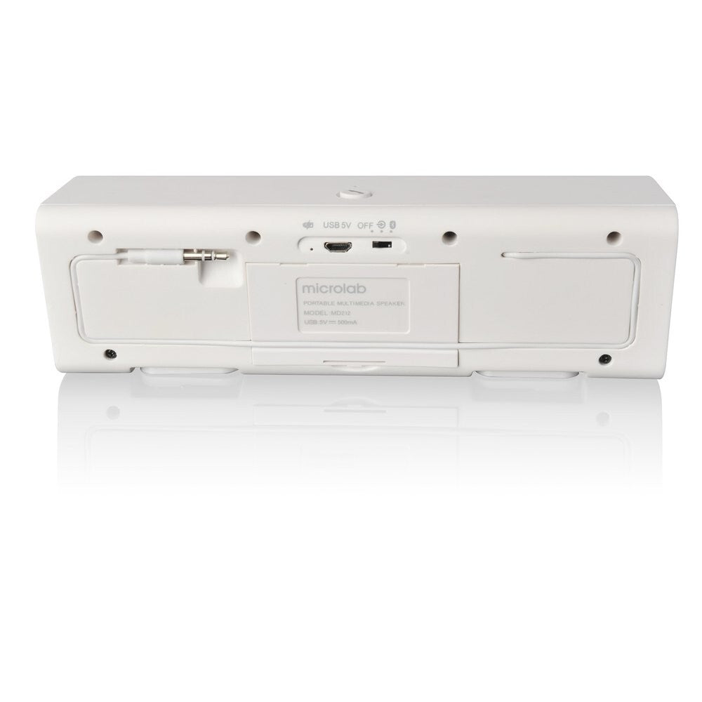 Microlab MD212WHITE Wireless Bluetooth Portable Stereo Speaker w/ Microphone
