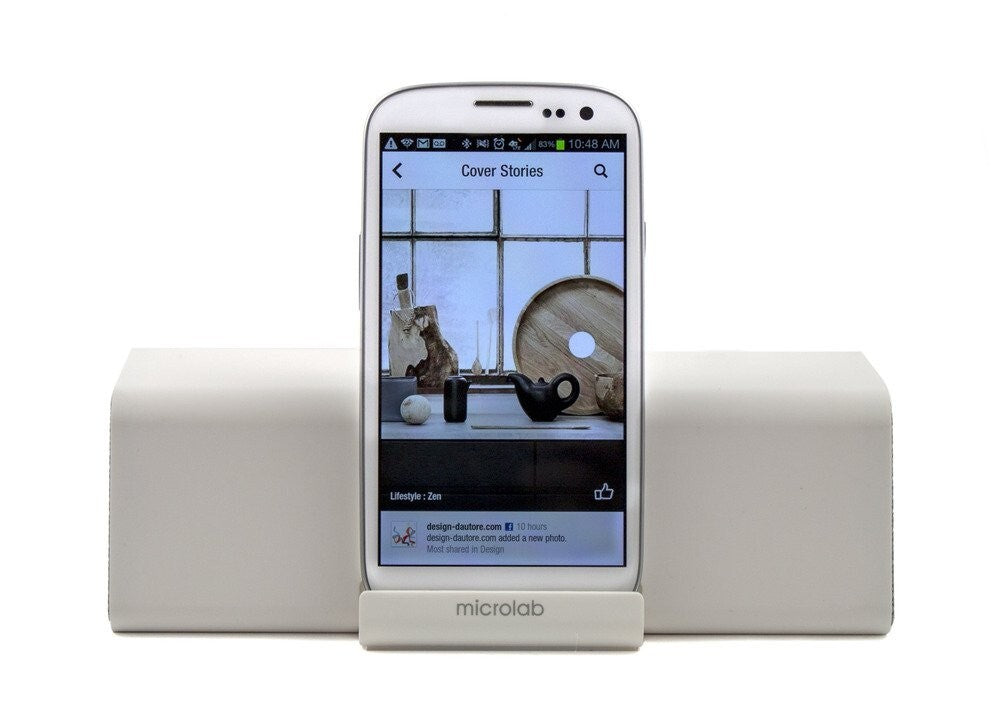 Microlab MD212WHITE Wireless Bluetooth Portable Stereo Speaker w/ Microphone